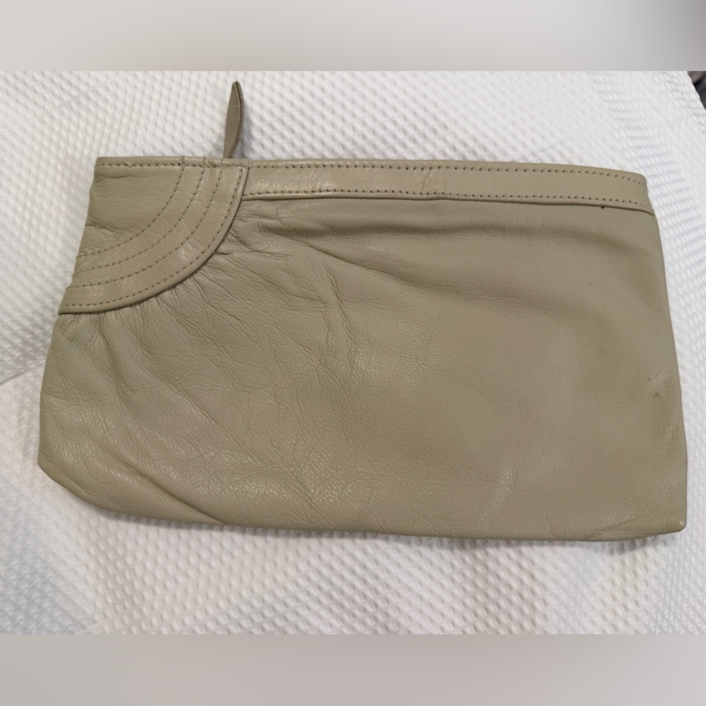 Chic Cream Leather Clutch